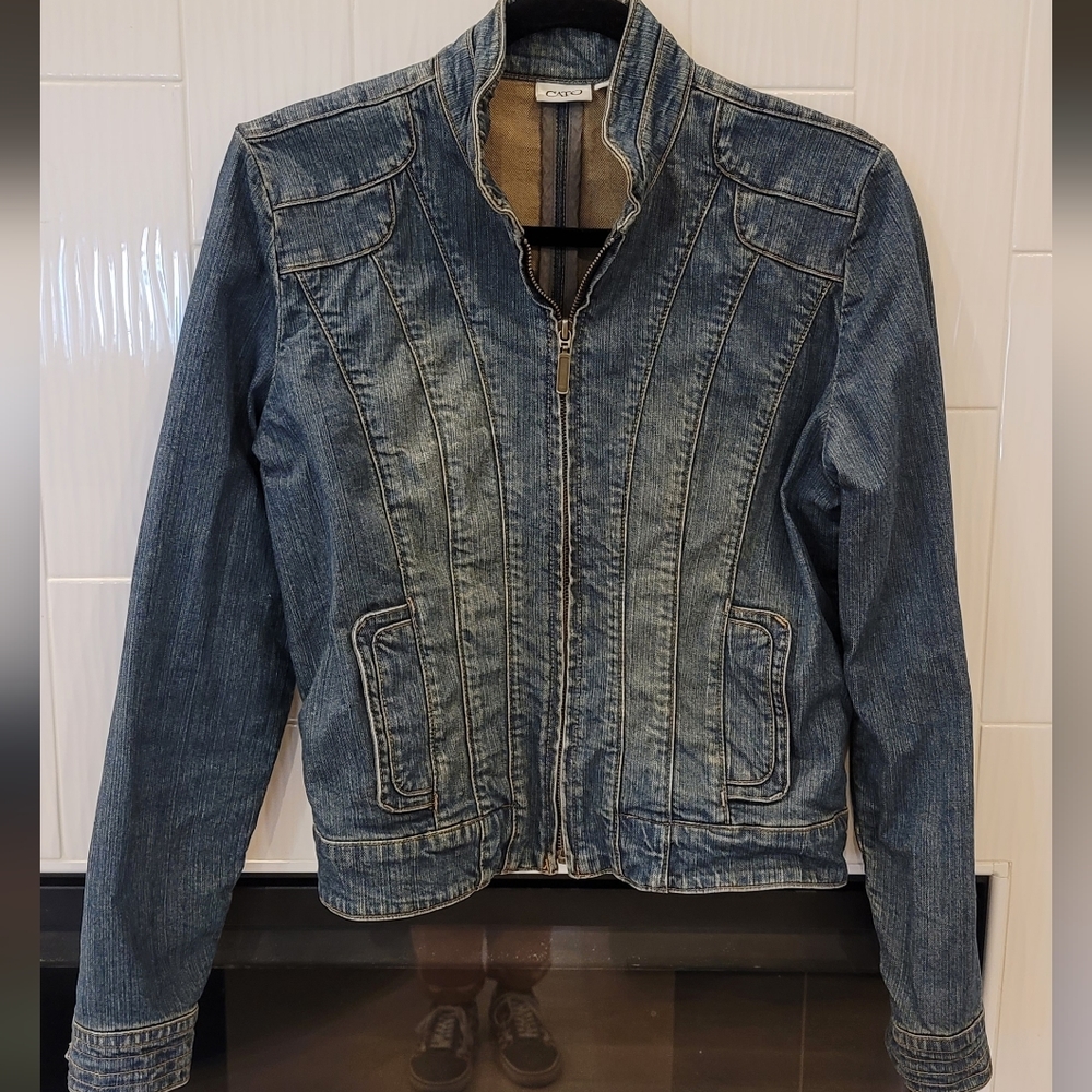 Womens Cato Zip Up Denim Jacket Size M